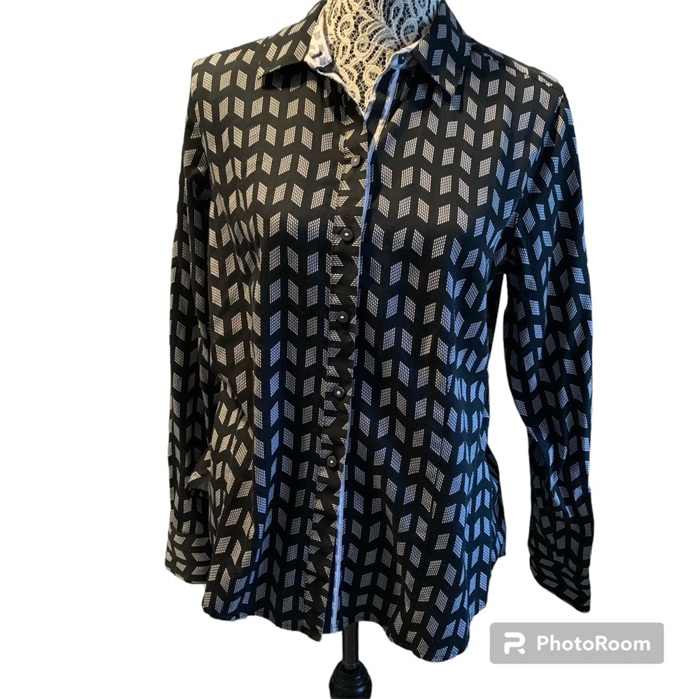 Foxcroft Chevron Fitted Button Down Shirt